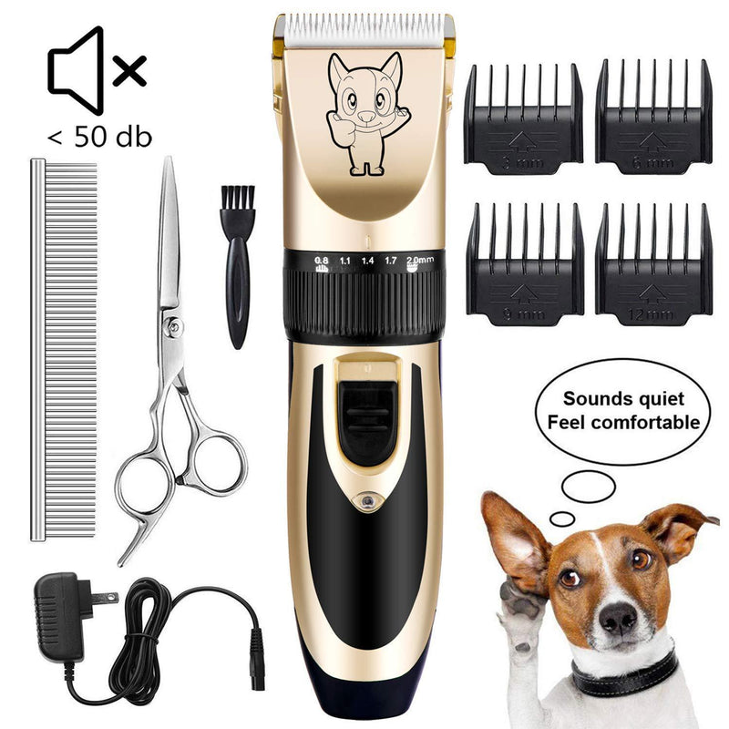 Dog Grooming Kit Clippers, Electric Quiet, Low Noise, Rechargeable, Cordless, Pet Hair Thick Coats Clippers Trimmers Set Suitable for Dogs, Cats, and Other Pets