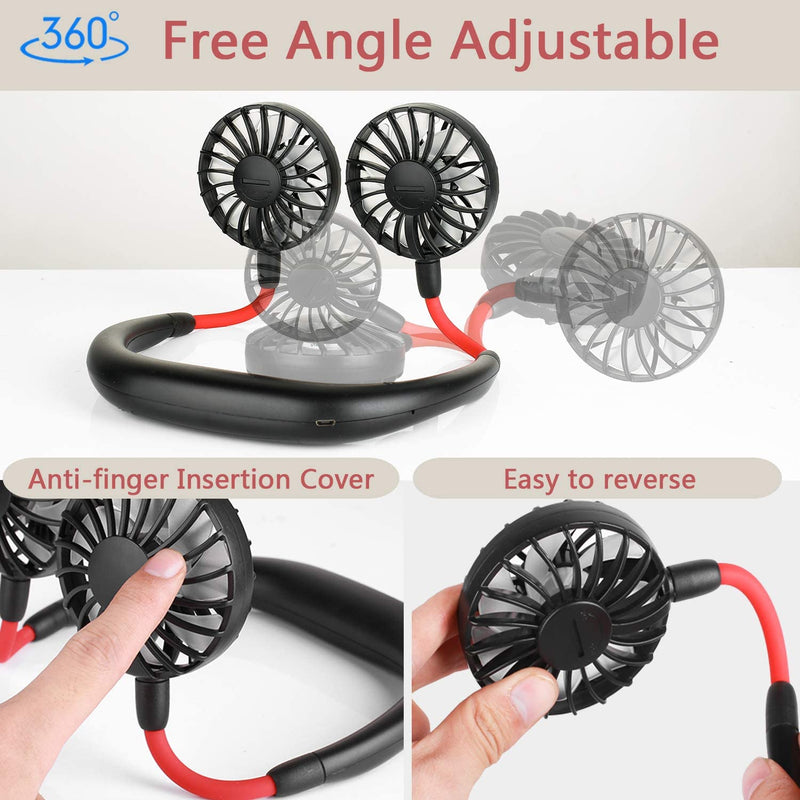 ZoeeTree USB Fan Neck Fan, Desk Fan Travel Small Fan with 4-12Hs Working Time, Portable Fan for Office/Outdoors/Household, 3 Speeds, Quiet, Rechargeable, Aromatherapy