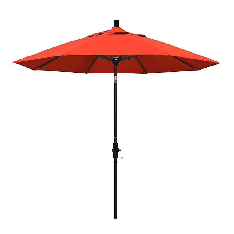 California Umbrella 9' Round Aluminum Market Umbrella, Crank Lift, Collar Tilt, White Pole, Sunbrella Pacific Blue