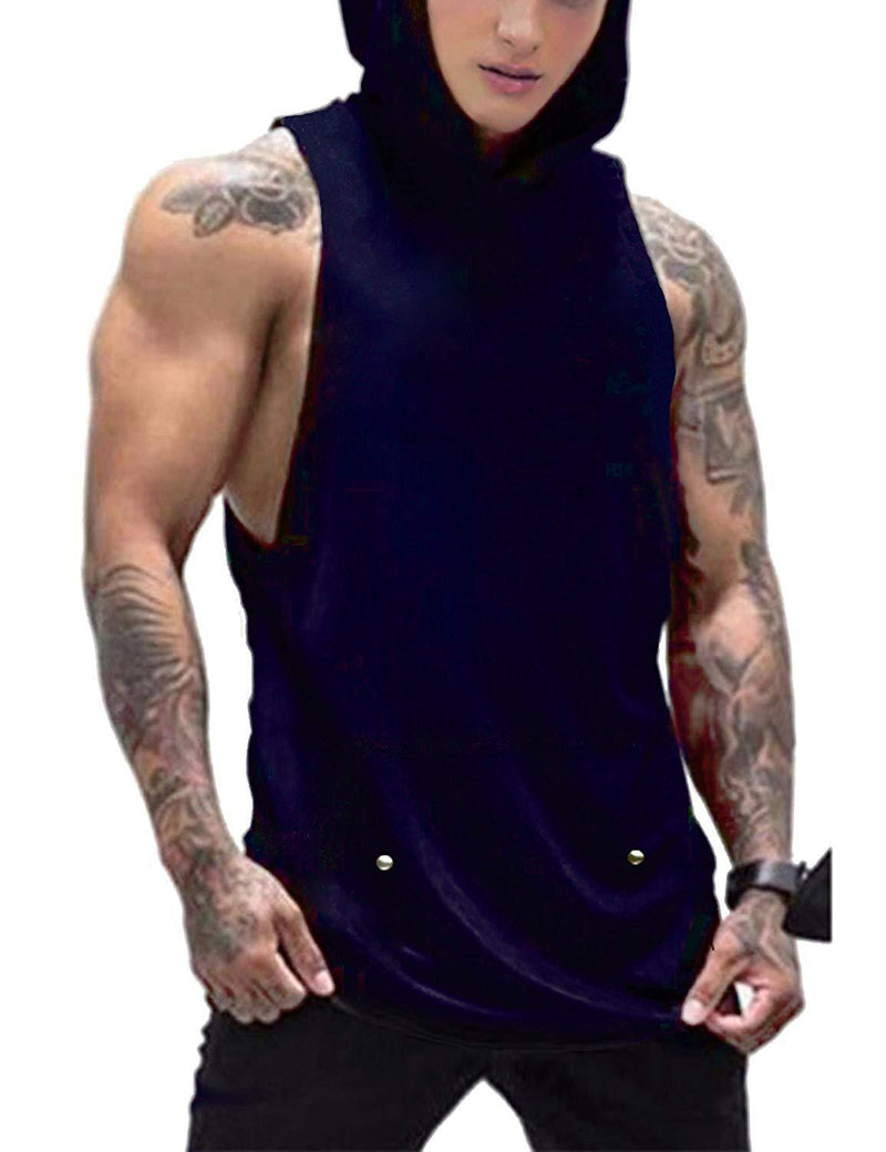 Daupanzees Mens Workout Hooded Tank Tops Sleeveless Gym Hoodies with Kanga Pocket Cool and Muscle Cut