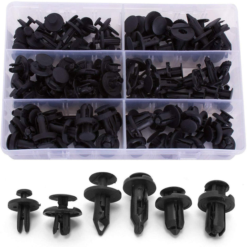 Ginsco 102pcs 6.3mm 8mm 9mm 10mm Nylon Bumper Push Fasteners Rivet Clips Expansion Screws Replacement Kit