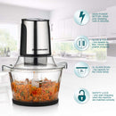 Homeleader Electric Food Chopper, 8-Cup Food Processor, 2L BPA-Free Glass Bowl Blender Grinder for Meat, Vegetables, Fruits and Nuts, Fast & Slow 2 Speeds, 400W