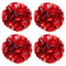 TTSAM 4 Pack (2 Pair) Metallic Foil Cheerleader Pom Poms & Plastic Ring Cheer Poms with Baton Handle Cheerleading Pompoms for Sports Party Dance Team Accessories Cheering Squad Spirit (Red & Silver)