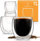 Espresso Cups Shot Glass Coffee Set of 2 - Double Wall Thermo Insulated