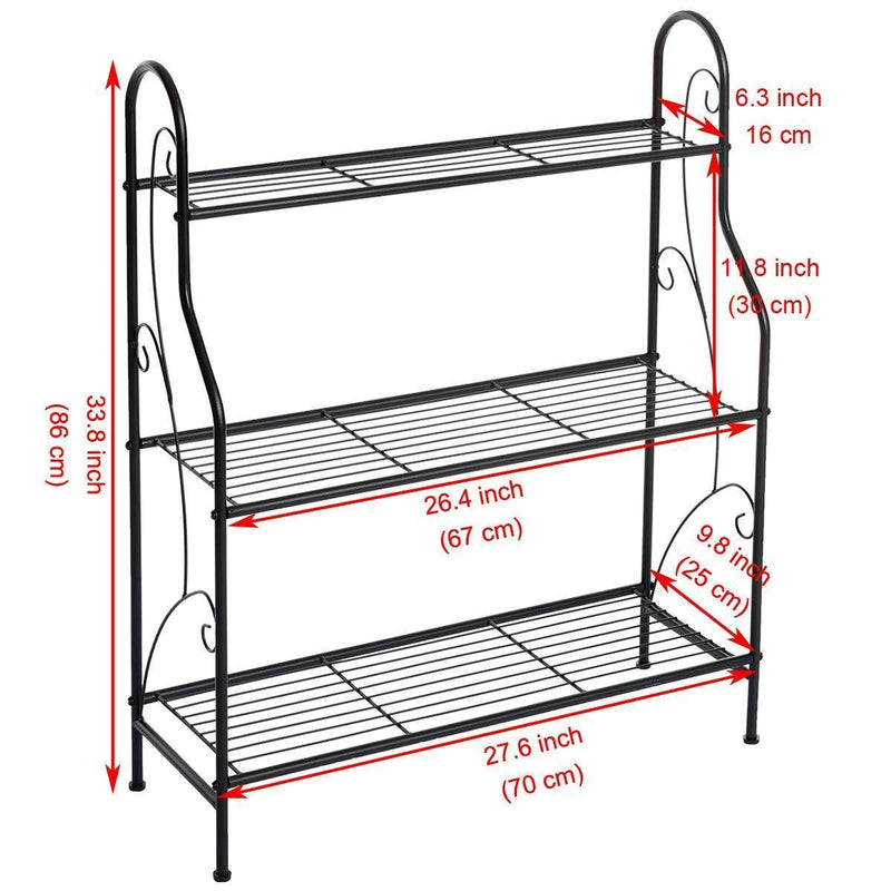 DOEWORKS 3 Tier Metal Plant Stand, Plant Display Rack,Stand Shelf, Pot Holder for Indoor Outdoor Use, Black