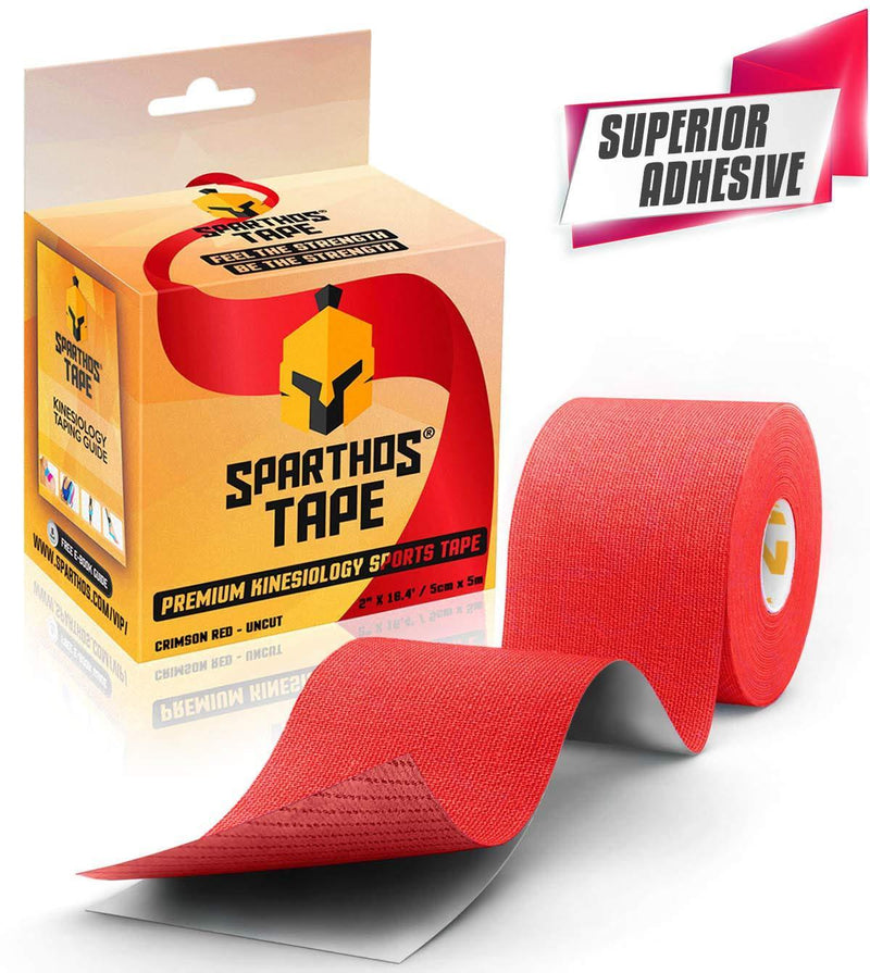 Sparthos Kinesiology Tape - Incredible Support for Athletic Sports and Recovery - Free Kinesiology Taping Guide! - Uncut 2 inch x 16.4 feet Roll