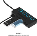 Sabrent 4-Port USB 2.0 Hub with Individual LED lit Power Switches (HB-UMLS)