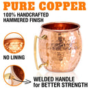 Moscow Mule Copper Mugs - Set of 4-100% HANDCRAFTED - Food Safe Pure Solid Copper Mugs - 16 oz Gift Set with BONUS: Highest Quality Cocktail Copper Straws and Jigger!