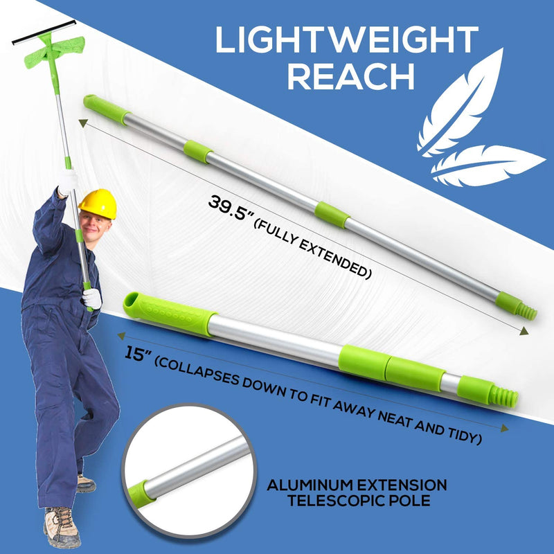 Telescopic Squeegee Window Cleaner Kit! Shower Squeegee, Window Cleaning Tools, Car Windshield Tool and Doors - Indoor/Outdoor Washing Equipment with Telescoping Pole