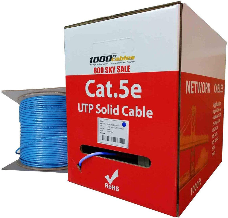 CAT5e Plenum (1000 Feet) Bulk 350MHz Networking Ethernet CMP Cable (Black)