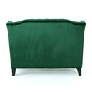 Christopher Knight Home Leah Traditional Tufted Winged Emerald Velvet Loveseat