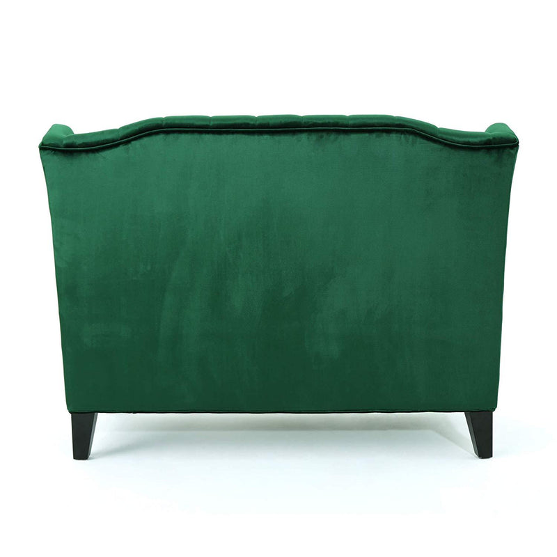 Christopher Knight Home Leah Traditional Tufted Winged Emerald Velvet Loveseat