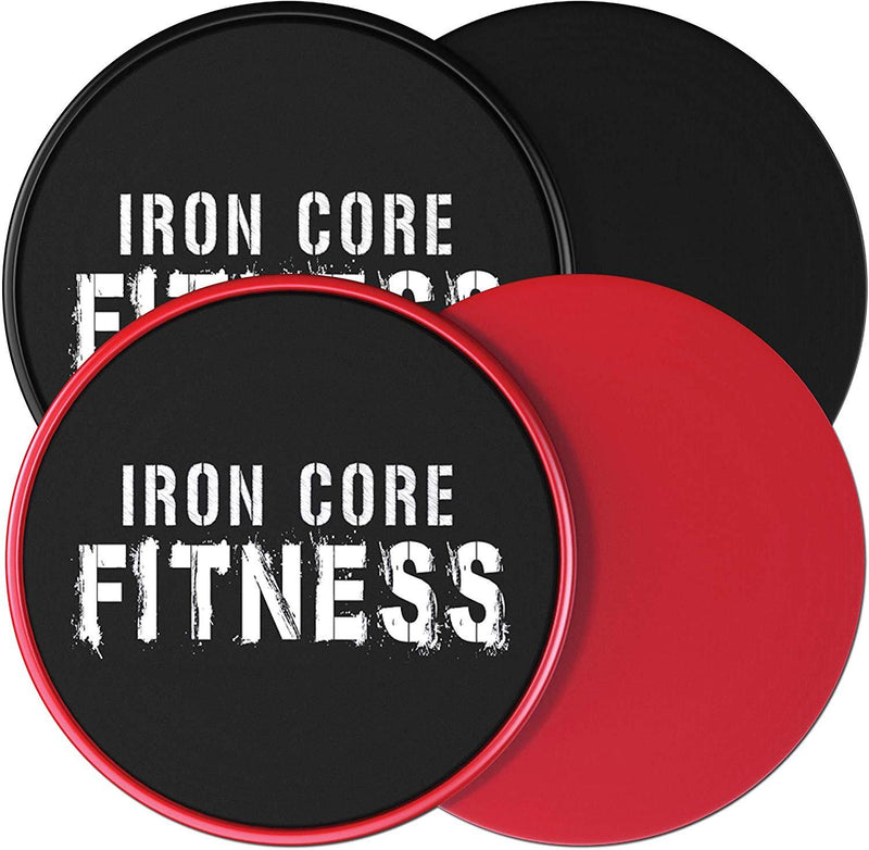 Iron Core Fitness 2 x Dual Sided Core Sliders Ultimate Core Trainer | Gym, Home Abdominal & Total Body Workout Equipment | for use on All Surfaces