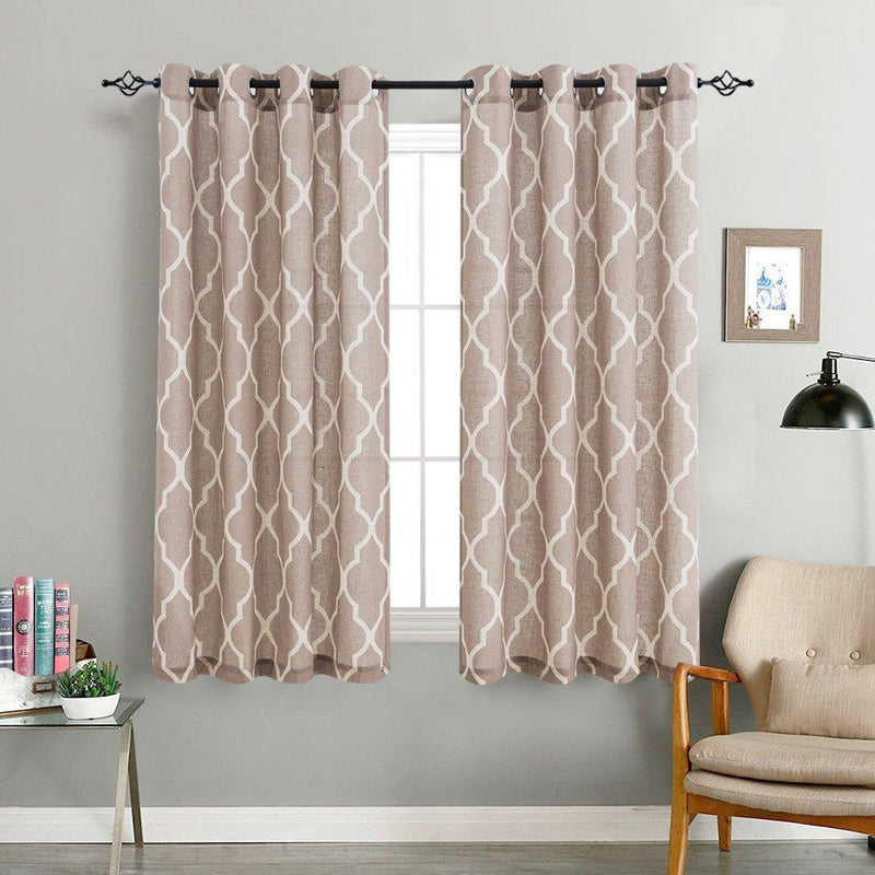 Curtains for Living Room 84 inch Grey Moroccan Tile Linen Blend Grommet Window Treatmenrt Set 2 Panels Bedroom Kitchen