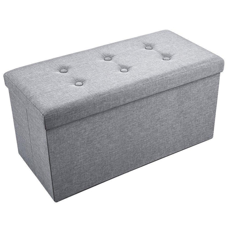 Sable SA-HF030 Storage Ottoman Folding Highly Elastic Sponge Filling, Linen Foot Stool, Foldable Seat Bench & Footrest, Bed Bench, 30 x 15 x 15 in-Gray, 30 inches Grey