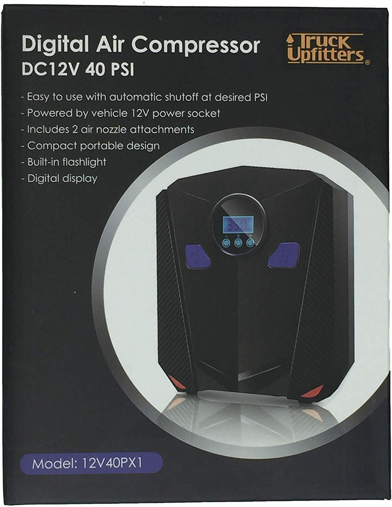 Truck Upfitters' 12V Air Compressor Pump with Digital Display and Auto Preset. Compact, Perfect for Car/Truck Tires and All Your Marine/Boat Inflatables!