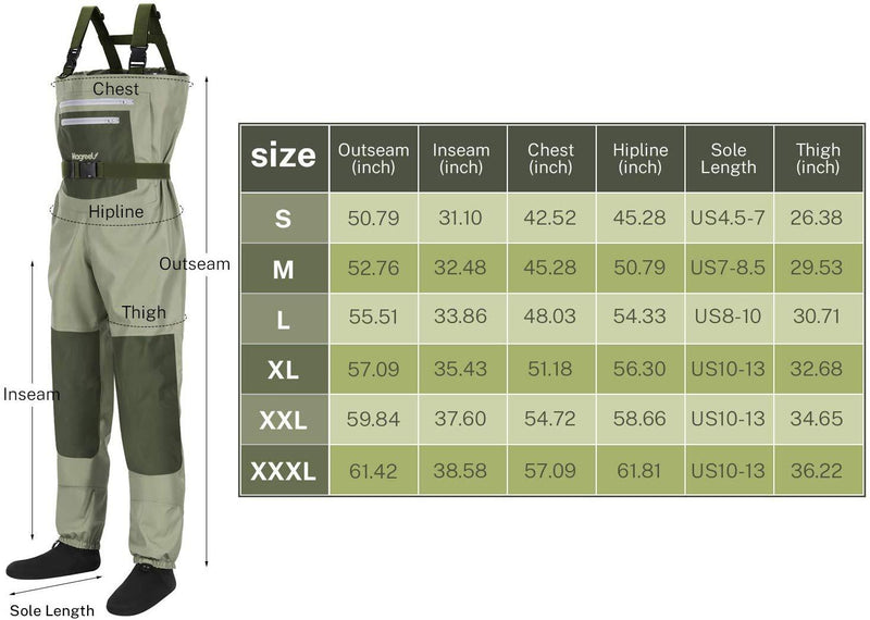 Magreel Chest Waders Breathable Waterproof Fishing & Hunting Waders with Neoprene Stocking Foot for Men and Women