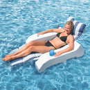 Poolmaster Swimming Pool Floating Chaise Lounge, Caribbean, Blue Stripe