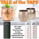 Moscow Mule Copper Mugs - Set of 4-100% HANDCRAFTED - Food Safe Pure Solid Copper Mugs - 16 oz Gift Set with BONUS: Highest Quality Cocktail Copper Straws and Jigger!