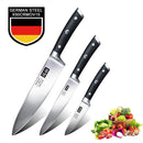 SHAN ZU Chef Knife Paring Fruit Knife Utility Knives Set 3 piece Cutlery Kitchen Cooking Chef Knives Professional Ultra Sharp German Stainless Steel Blade for Home Restaurant Travel