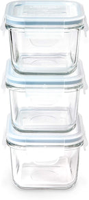 Glasslock Food-Storage Container with Locking Lids Microwave Safe Rectangular 37oz/1100ml Pack of 3