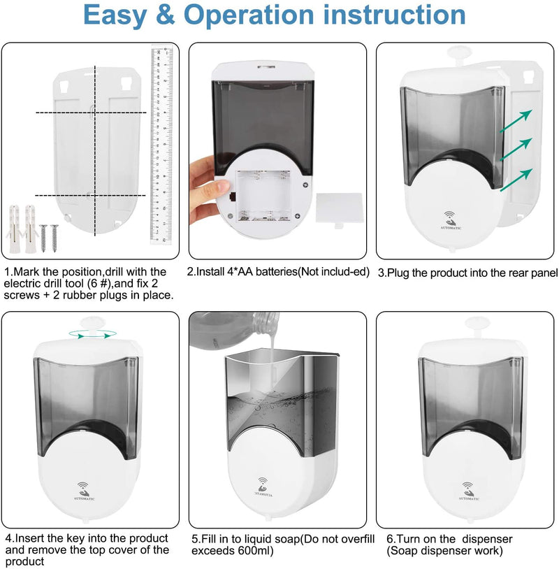 Hanamichi Soap Dispenser, Touchless High Capacity Automatic Soap Dispenser Equipped w/Infrared Motion Sensor Waterproof Base Adjustable Switches Suitable for Bathroom Kitchen Hotel Restaurant…