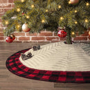 LimBridge Christmas Tree Skirt, 48 inches Diamond Knit Knitted Thick Rustic Xmas Holiday Decoration, Burgundy