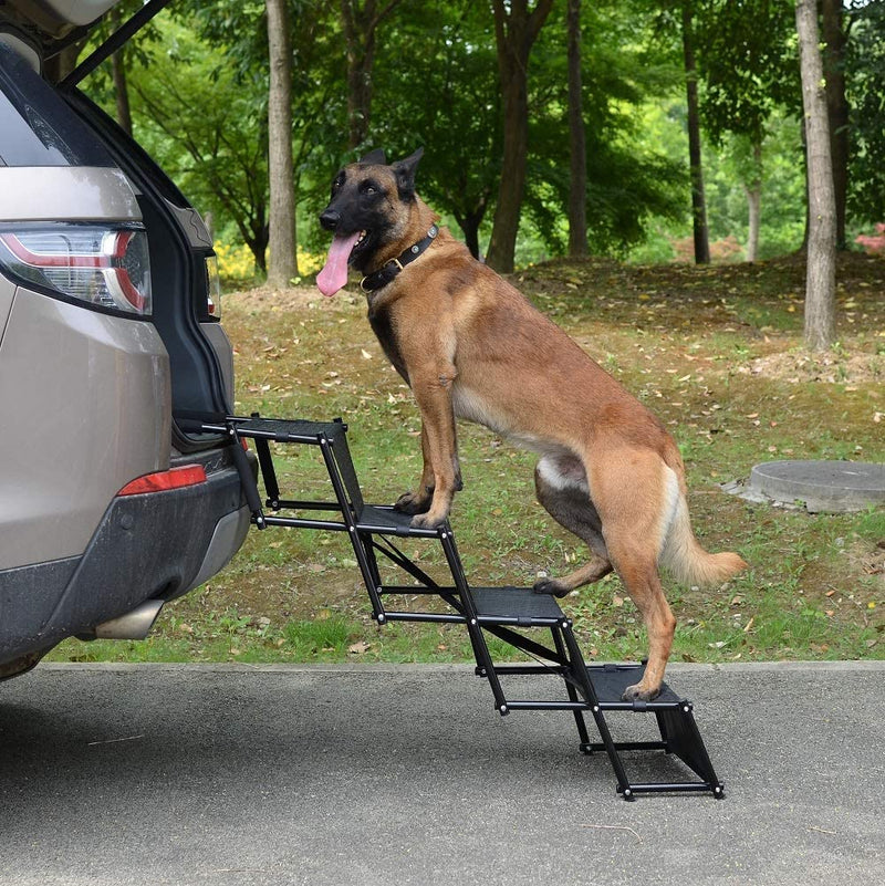 Niubya Upgraded Car Dog Stairs, Nonslip Foldable Metal Fram Pet Steps for Medium and Large Dog, Lightweight Portable Dog Ramp with Waterproof Surface