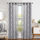 Curtains for Living Room 84 inch Grey Moroccan Tile Linen Blend Grommet Window Treatmenrt Set 2 Panels Bedroom Kitchen