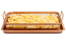 Chef’s Star Copper Crisper Tray - Ceramic Coated Cookie Tray & Mesh Nonstick Basket - Healthy Oil Free Air Frying Option For Chicken, French Fries, Onion Rings & More