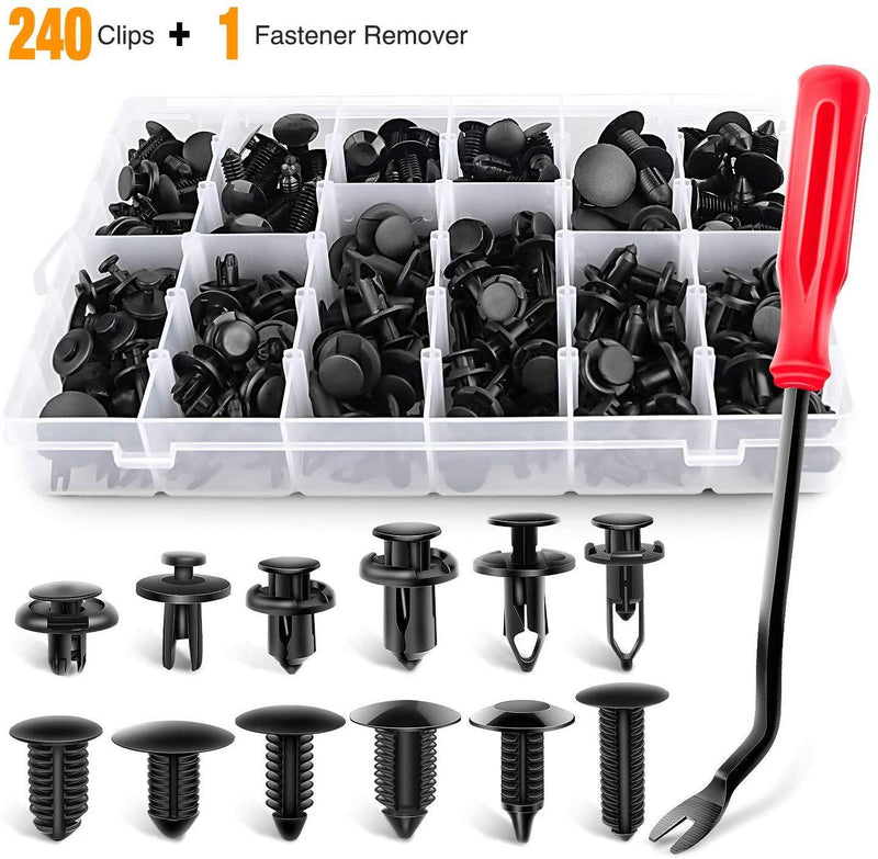 GOOACC 240PCS Bumper Retainer Clips Car Plastic Rivets Fasteners Push Retainer Kit Most Popular Sizes Auto Push Pin Rivets Set -Door Trim Panel Fender Clips for GM Ford Toyota Honda Chrysler