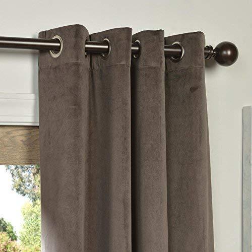 Half Price Drapes VPCH-184005-108-GRBO Signature Grommet Blackout Velvet Curtain, Natural Grey, 50 X 108