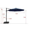 COBANA Offset Rectangular Cantilever Aluminum Patio Umbrella 10 Feet with Cross Base and 360 Degree Rotation, Blue