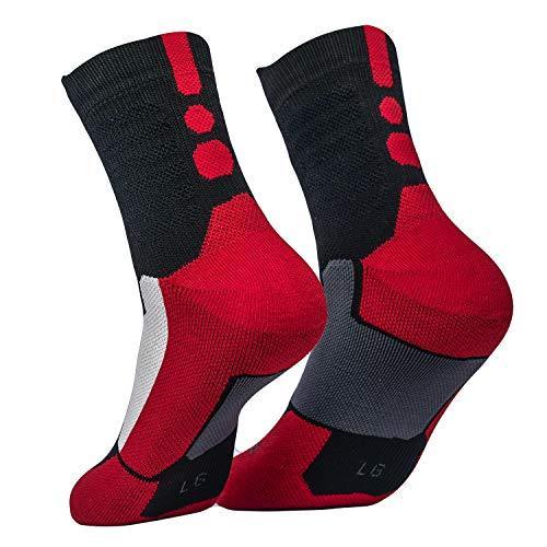 DISILE Elite Basketball Socks, Cushioned Dri-Fit Athletic Crew Socks - Thick Sports Socks For Men & Women