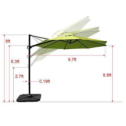 COBANA Offset Rectangular Cantilever Aluminum Patio Umbrella 10 Feet with Cross Base and 360 Degree Rotation, Blue