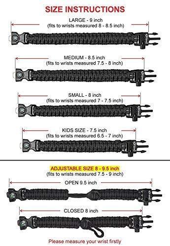 A2S Protection Paracord Bracelet K2-Peak – Survival Gear Kit with Embedded Compass, Fire Starter, Emergency Knife & Whistle EDC Hiking Gear- Camping Gear