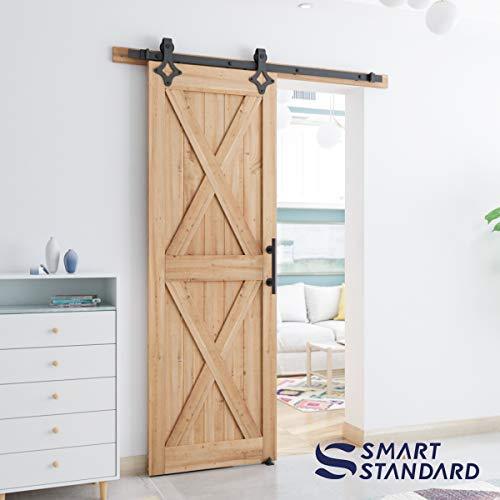 5FT Heavy Duty Sturdy Sliding Barn Door Hardware Kit -Super Smoothly and Quietly - Simple and Easy to Install - Includes Step-by-Step Installation Instruction -Fit 30" Wide Door(Rhombic Shape Hanger)