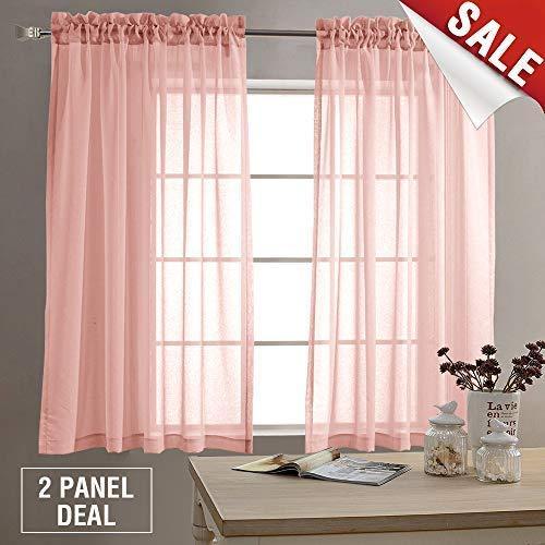 2 Panel Sheer Curtains White 84 inch Living Room Drapes Window Curtain Voile Sheers Linen Textured