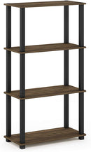 Furinno (99557BK/GY) Turn-N-Tube 4-Tier Multipurpose Shelf Display Rack - Black/Grey