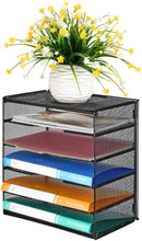 Veesun Paper Letter Tray Organizer, Mesh Desk File Organizer with 5 Tier Shelf Sorter, Black