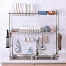 1208S 304 Stainless Steel Over Sink Drying Rack Dish Drainer Rack&Kitchen Organizer (Double Groove-Double-layer)