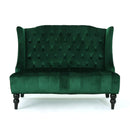 Christopher Knight Home Leah Traditional Tufted Winged Emerald Velvet Loveseat