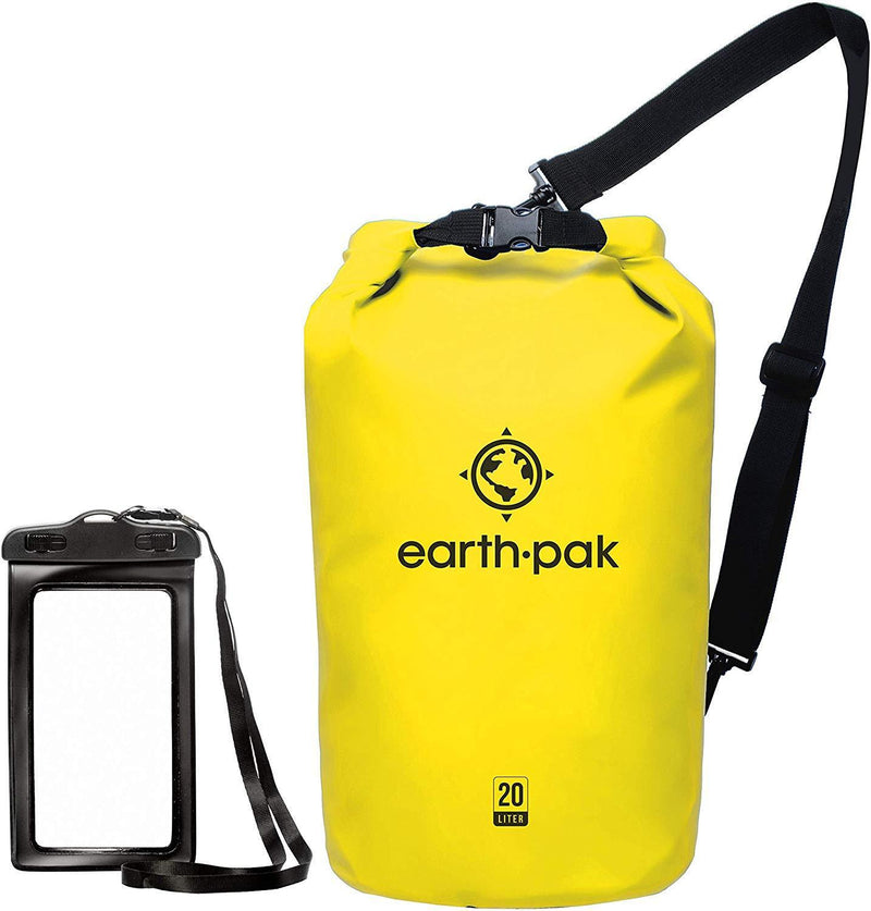 Earth Pak -Waterproof Dry Bag - Roll Top Dry Compression Sack Keeps Gear Dry for Kayaking, Beach, Rafting, Boating, Hiking, Camping and Fishing with Waterproof Phone Case