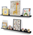 Wallniture Modern Floating Wall Ledge Shelf for Pictures and Frames Black 46 Inch Set of 2