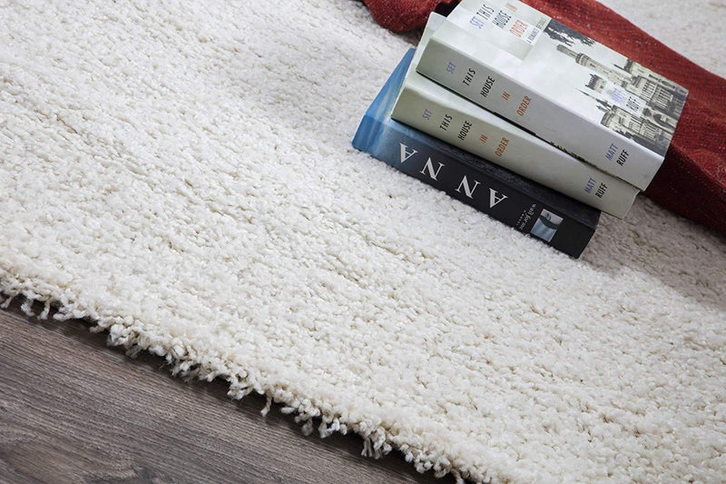 Perla Furniture Shaggy Cream 3x8 Area, Rug, 3' X 8', Ivory