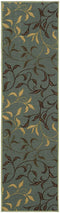 Ottomanson Otto Home Contemporary Leaves Design Modern Area Rug Hallway Runner, 2'7" X 9'10", Sage Green/Aqua Blue