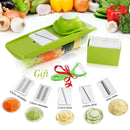 Mandoline Slicer - Premium Vegetable Potato Slicer Grater - Cutter for Tomato, Onion, Cucumber, Zucchini Pasta, Cheese - Julienne Veggie Peeler Chopper - Food Storage, 5 Blades & Hand Protector by Braviloni