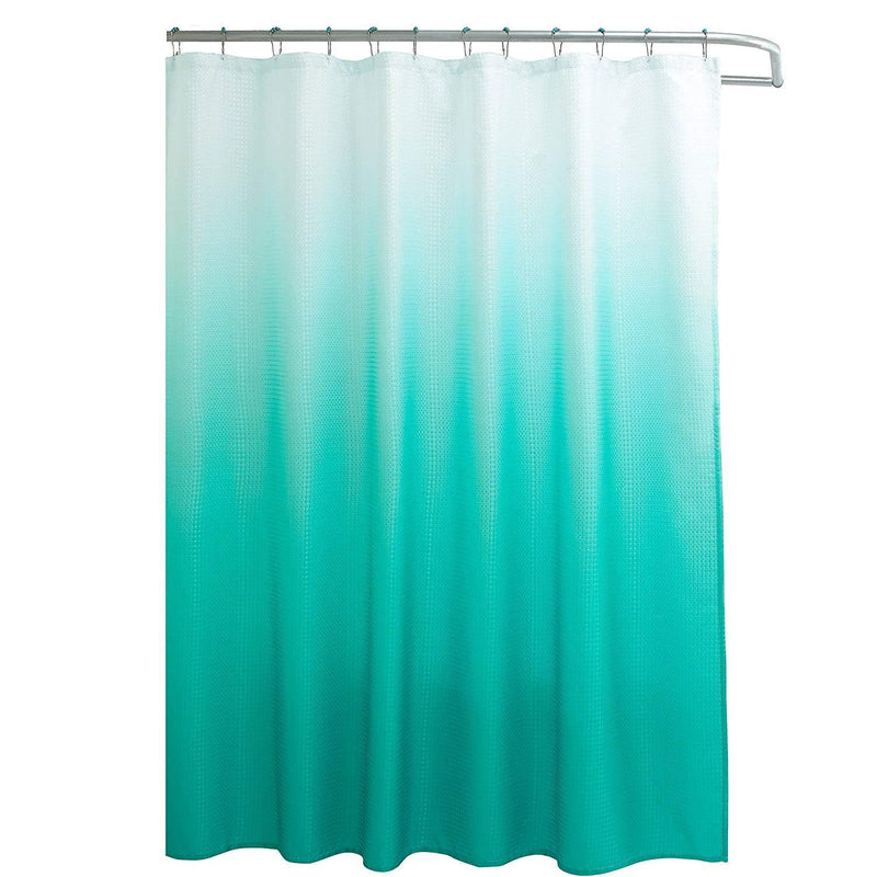 Creative Home Ideas Ombre Textured Shower Curtain with Beaded Rings, Dark Grey