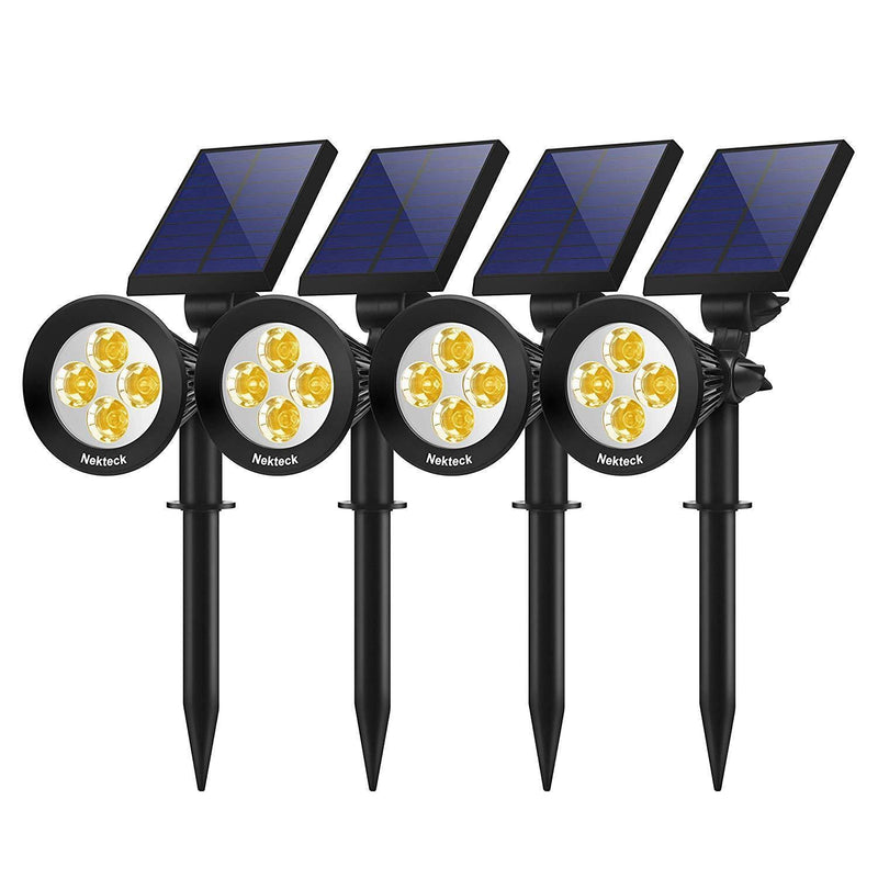 Nekteck Solar Lights Outdoor, 2-in-1 Solar Spotlights Powered 4 LED Adjustable Wall Light Landscape Lighting, Bright and Dark Sensing, Auto On/Off for Yard, Pathway, Walkway, Garden, Driveway, 2 Pack