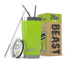 BEAST 30oz Stainless Steel Tumbler Vacuum Insulated Rambler Coffee Cup Double Wall Travel Flask Mug with Splash Proof Lid, 2 Straws, Pipe Brush & Gift Box Bundle By Greens Steel